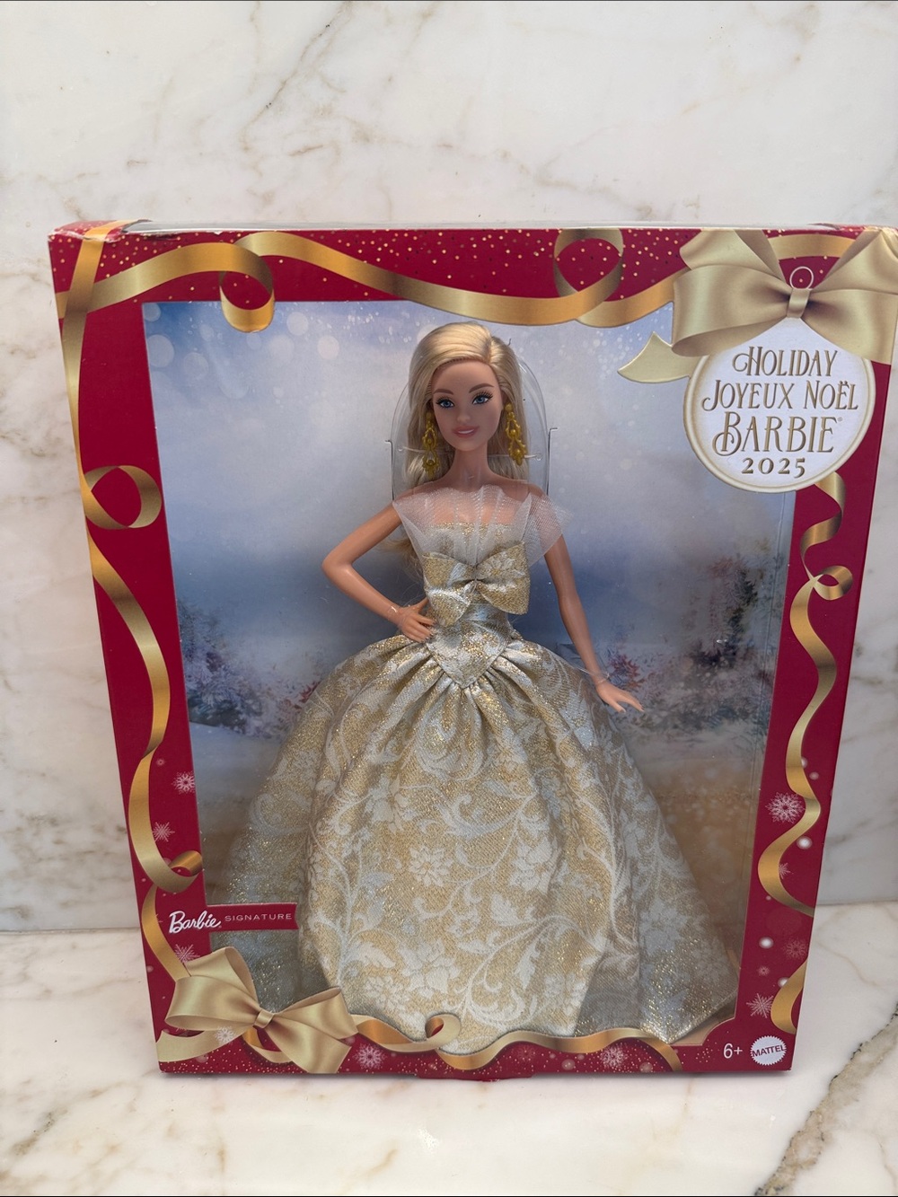 Barbie Holiday Joyeux Noรซl 2025 Gold and Ivory Ball Gown Doll